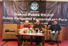 Bagir Manan Berikan Empat Saran Untuk Wartawan Dalam Perspektif Kemerdekaan Pers, Pada Diskusi Publik RKUHP HPN 2020 di Banjarmasin.