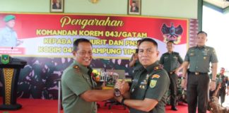 Danrem 043/Gatam Berikan  Pengarahan Kepada Prajurit dan PNS Kodim 0429/Lamtim