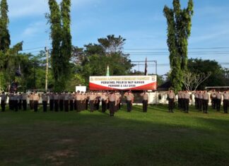 Polres Way Kanan Gelar Upacara Kenaikan Pangkat personil