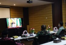 Pjs. Bupati Lampung Tengah Bersama Unsur Forkopimda Ikuti Rapat Kordinasi Bersama Kemendagri Tito Karnavian