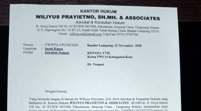 Alzier Akhirnya Meminta Maaf Kepada PWI Lampung