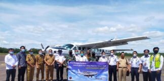 Penerbangan Perdana Perintis Susi Air di Bandara Gatot Soebroto Way Kanan
