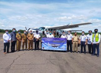Penerbangan Perdana Perintis Susi Air di Bandara Gatot Soebroto Way Kanan