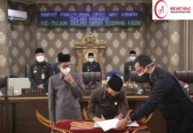 DPRD Way Kanan Gelar Paripurna Pengumuman Penetapan Calon Bupati Dan Wabup terpilih Pilkada 2020