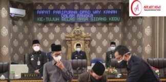 DPRD Way Kanan Gelar Paripurna Pengumuman Penetapan Calon Bupati Dan Wabup terpilih Pilkada 2020