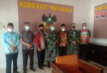 Dandim 0427/WK Terima kunjungan Kepala Kantor Kementrian Agama Kab. Way Kanan
