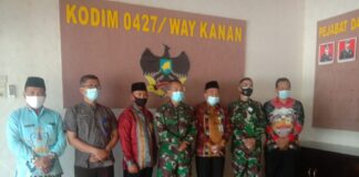 Dandim 0427/WK Terima kunjungan Kepala Kantor Kementrian Agama Kab. Way Kanan