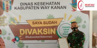 Dandim Bersama Forkopimda Way Kanan Jadi Pelopor Suntik Vaksin Covid- 19 Bagi Masyarakat