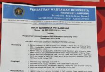 Telah Terbit SK PWI Lamtim Periode 2021-2024, ini Susunan Kepengurusan.!