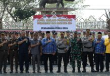 Wabup Lamtim Hadiri Apel Pasukan Mantap Brata Krakatau 2023-2024