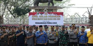 Wabup Lamtim Hadiri Apel Pasukan Mantap Brata Krakatau 2023-2024