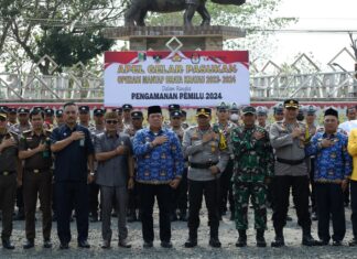 Wabup Lamtim Hadiri Apel Pasukan Mantap Brata Krakatau 2023-2024
