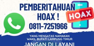 Waspada Penipuan Mengatasnamakan Wakil Bupati Lampung Timur Azwar Hadi