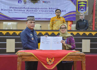 Pemkab Lamtim dan Kota Metro Tandatangani MoU Kerja Sama Pengendalian Inflasi
