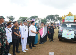 Wabup Lamtim Azwar Hadi Lepas Peserta Karnaval HUT Desa Sribhawono ke-73